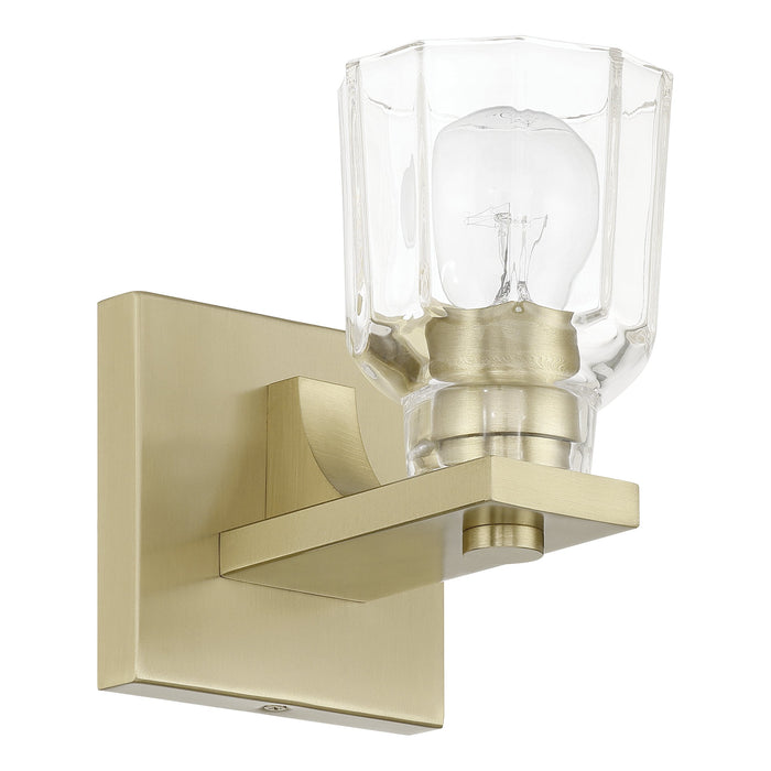 Vanity Light Thesis 207665A Dryden 5 inch 1 light Champagne Gold Vanity Light with Clear Ribbed Glass Shade THESIS