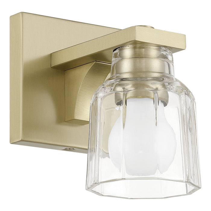 Vanity Light Thesis 207665A Dryden 5 inch 1 light Champagne Gold Vanity Light with Clear Ribbed Glass Shade THESIS