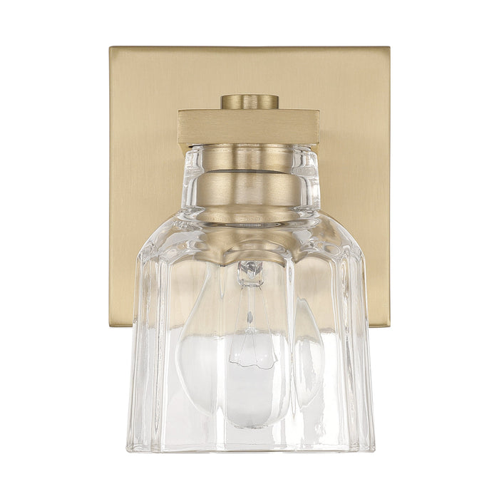 Vanity Light Thesis 207665A Dryden 5 inch 1 light Champagne Gold Vanity Light with Clear Ribbed Glass Shade THESIS