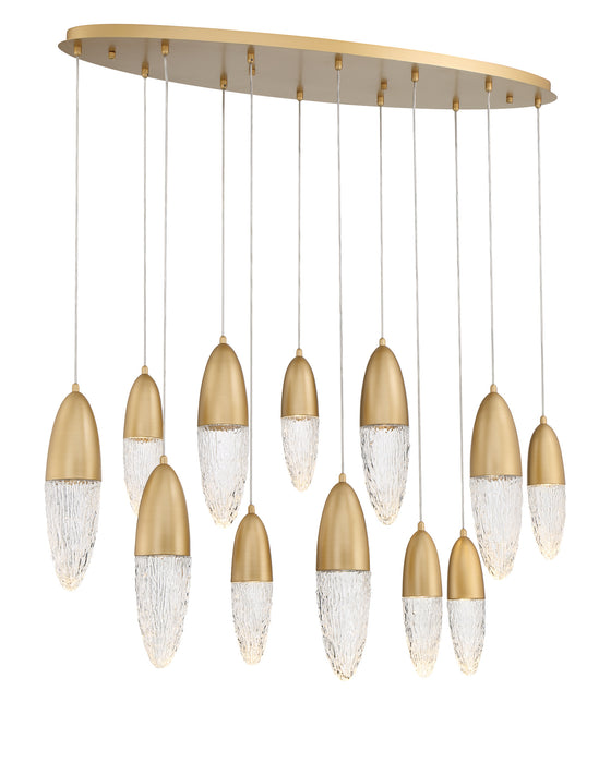 Eurofase 43861-035 Ecrou 44" Satin Gold Paint LED Chandelier