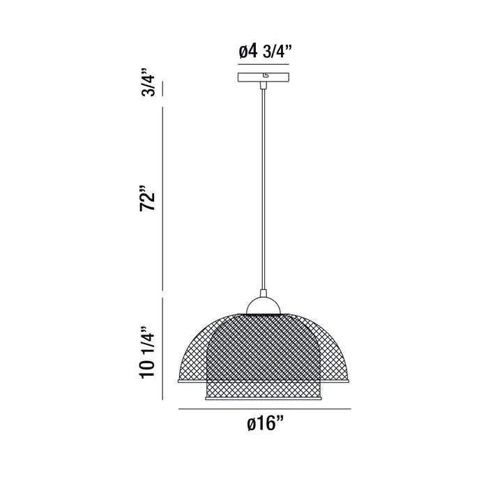 Eurofase 35945-017 Kenmore 16" Matte Black LED Pendant Light