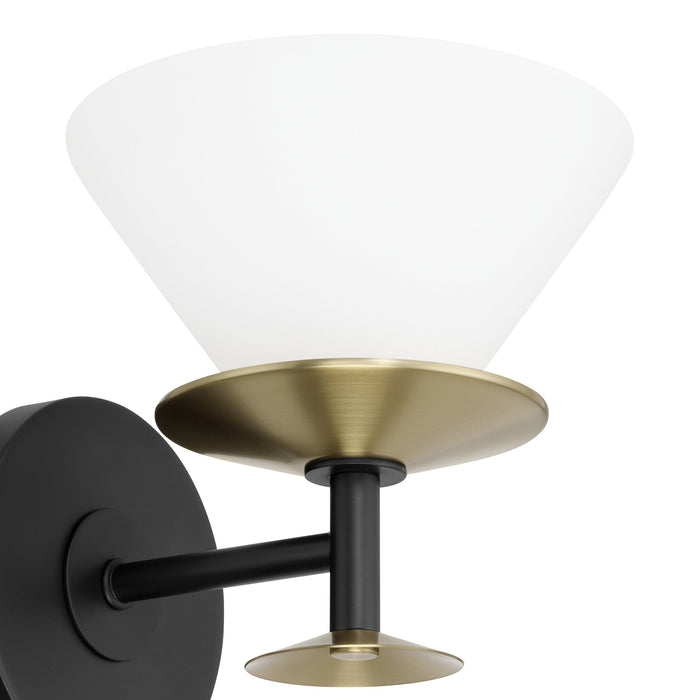 Vanity Light Thesis 207322A Tremolo 7 inch 1 light Matte Black and Champagne Gold Vanity Light with Etched Opal Glass THESIS