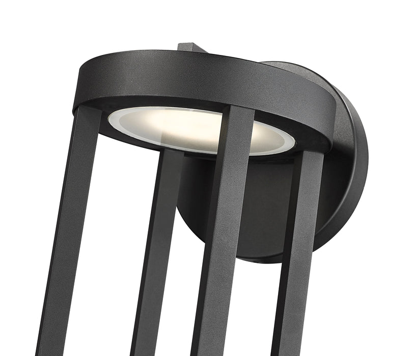 Outdoor Wall Light Z-Lite 5005B-BK-LED Sand Black Leland 1 Light Outdoor Wall Light Z-Lite