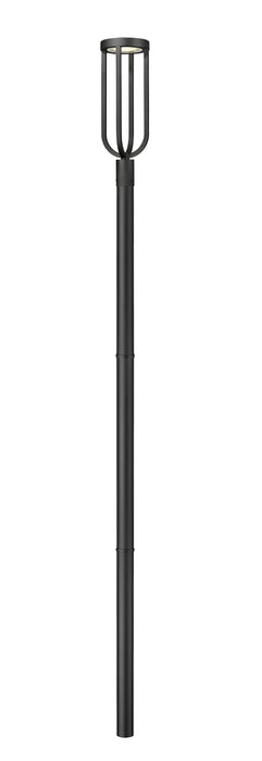 Outdoor Post Mounted Fixture Z-Lite 5005PHB-5009P96-BK-L Sand Black Leland 1 Light Outdoor Post Mounted Fixture Z-Lite