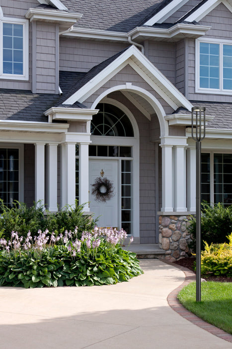 Outdoor Post Mounted Fixture Z-Lite 5005PHB-5009P96-BK-L Sand Black Leland 1 Light Outdoor Post Mounted Fixture Z-Lite