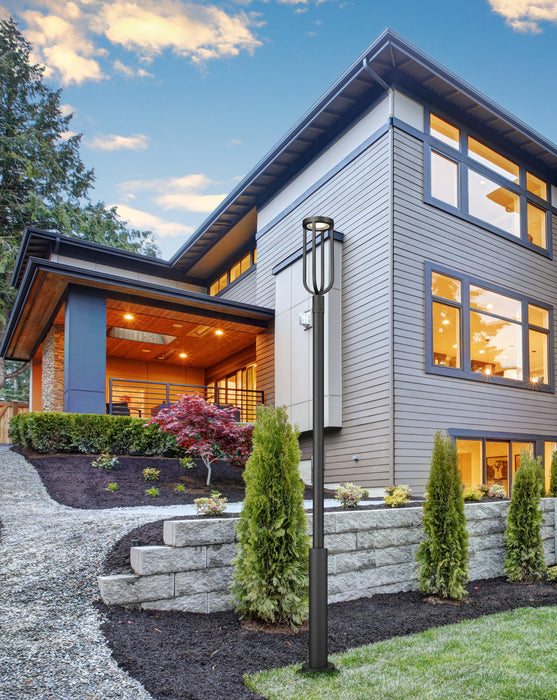 Outdoor Post Mounted Fixture Z-Lite 5005PHB-5010P-BK-LED Sand Black Leland 1 Light Outdoor Post Mounted Fixture Z-Lite