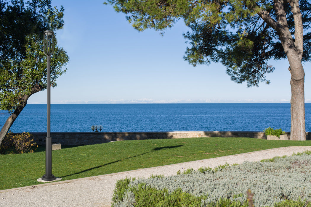 Outdoor Post Mounted Fixture Z-Lite 5005PHB-5010P-BK-LED Sand Black Leland 1 Light Outdoor Post Mounted Fixture Z-Lite