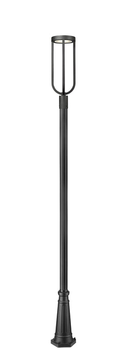 Outdoor Post Mounted Fixture Z-Lite 5005PHB-5011P-BK-LED Sand Black Leland 1 Light Outdoor Post Mounted Fixture Z-Lite