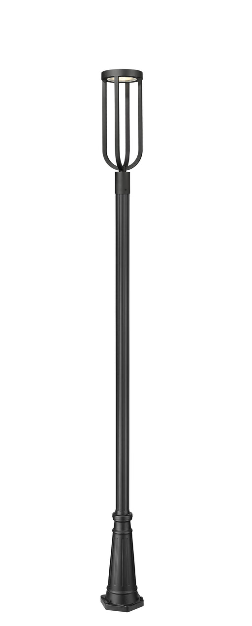 Outdoor Post Mounted Fixture Z-Lite 5005PHB-5011P-BK-LED Sand Black Leland 1 Light Outdoor Post Mounted Fixture Z-Lite