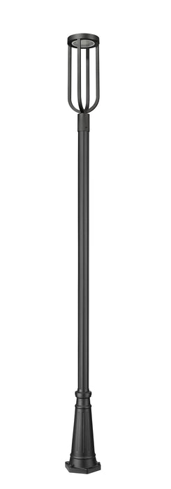 Outdoor Post Mounted Fixture Z-Lite 5005PHB-5011P-BK-LED Sand Black Leland 1 Light Outdoor Post Mounted Fixture Z-Lite