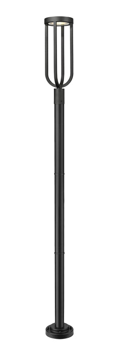 Outdoor Post Mounted Fixture Z-Lite 5005PHB-5012P-BK-LED Sand Black Leland 1 Light Outdoor Post Mounted Fixture Z-Lite