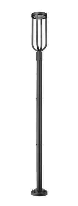 Outdoor Post Mounted Fixture Z-Lite 5005PHB-5012P-BK-LED Sand Black Leland 1 Light Outdoor Post Mounted Fixture Z-Lite