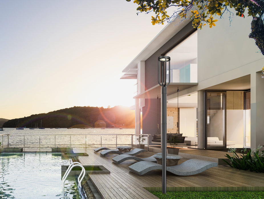 Outdoor Post Mounted Fixture Z-Lite 5005PHB-5012P-BK-LED Sand Black Leland 1 Light Outdoor Post Mounted Fixture Z-Lite