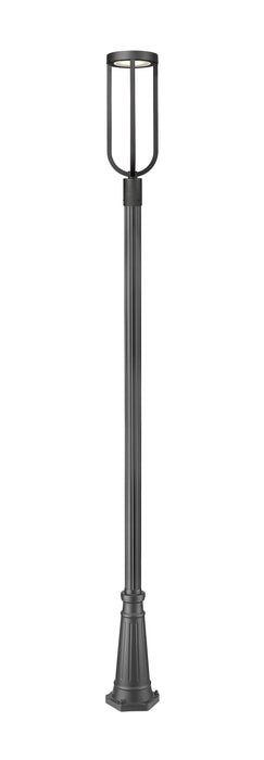 Outdoor Post Mounted Fixture Z-Lite 5005PHB-519P-BK-LED Sand Black Leland 1 Light Outdoor Post Mounted Fixture Z-Lite