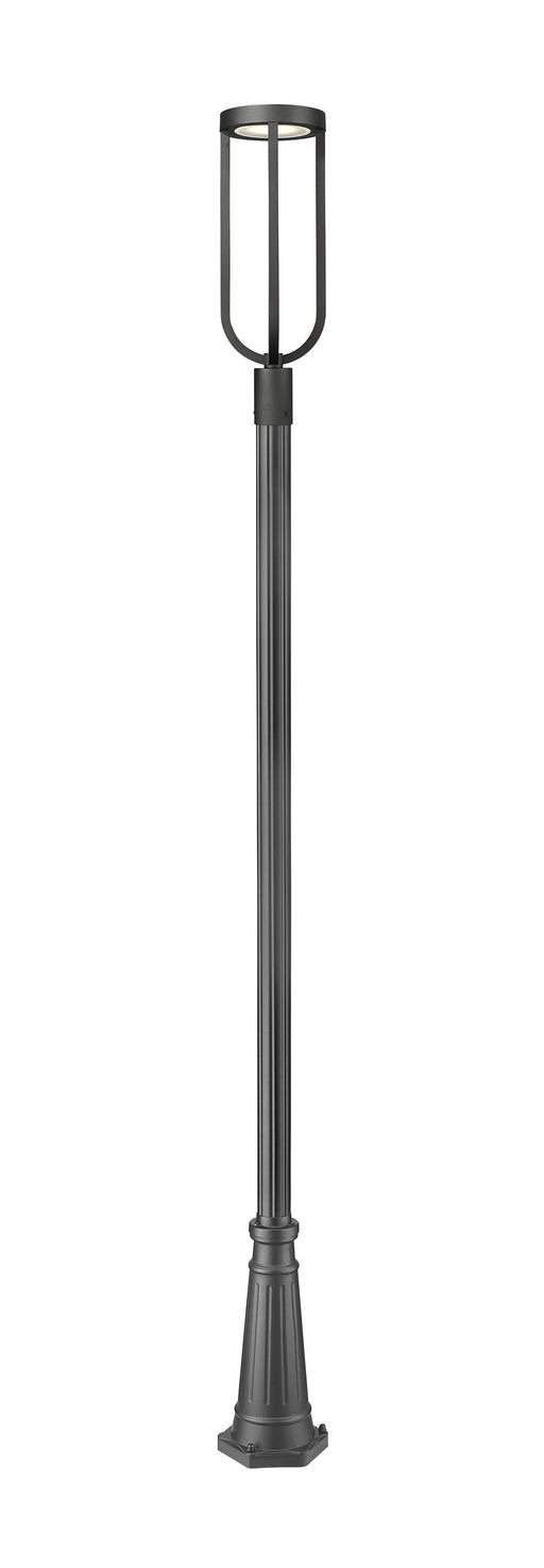 Outdoor Post Mounted Fixture Z-Lite 5005PHB-519P-BK-LED Sand Black Leland 1 Light Outdoor Post Mounted Fixture Z-Lite