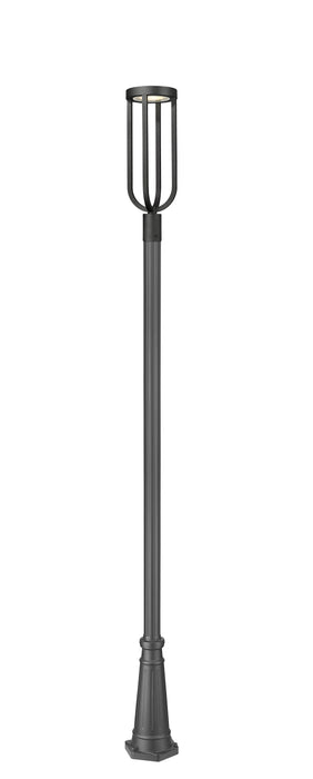 Outdoor Post Mounted Fixture Z-Lite 5005PHB-519P-BK-LED Sand Black Leland 1 Light Outdoor Post Mounted Fixture Z-Lite