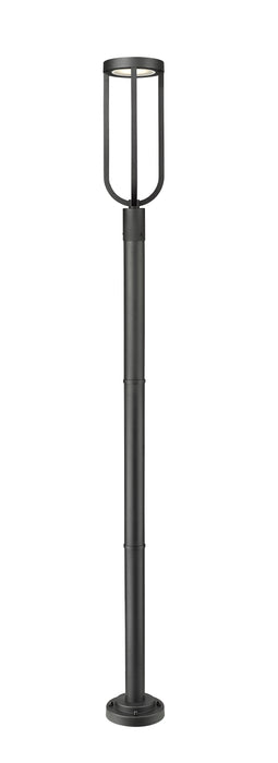 Outdoor Post Mounted Fixture Z-Lite 5005PHB-567P-BK-LED Sand Black Leland 1 Light Outdoor Post Mounted Fixture Z-Lite