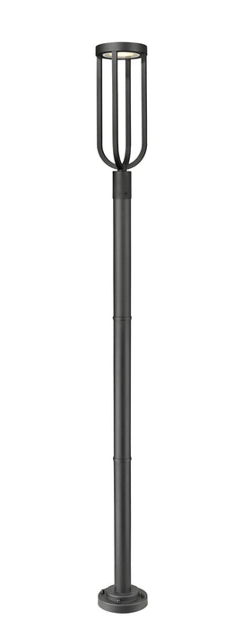 Outdoor Post Mounted Fixture Z-Lite 5005PHB-567P-BK-LED Sand Black Leland 1 Light Outdoor Post Mounted Fixture Z-Lite