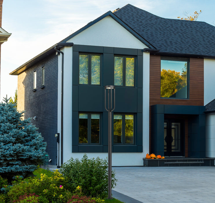 Outdoor Post Mounted Fixture Z-Lite 5005PHB-567P-BK-LED Sand Black Leland 1 Light Outdoor Post Mounted Fixture Z-Lite