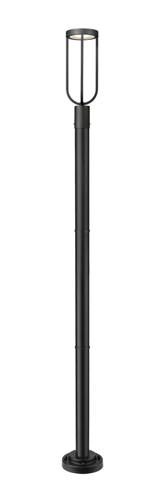 Outdoor Post Mounted Fixture Z-Lite 5005PHM-5012P-BK-LED Sand Black Leland 1 Light Outdoor Post Mounted Fixture Z-Lite