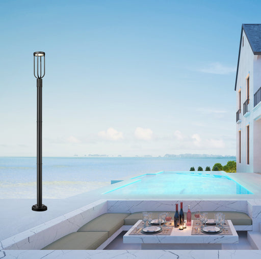 Outdoor Post Mounted Fixture Z-Lite 5005PHM-5012P-BK-LED Sand Black Leland 1 Light Outdoor Post Mounted Fixture Z-Lite