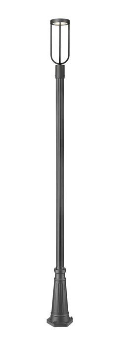 Outdoor Post Mounted Fixture Z-Lite 5005PHM-519P-BK-LED Sand Black Leland 1 Light Outdoor Post Mounted Fixture Z-Lite