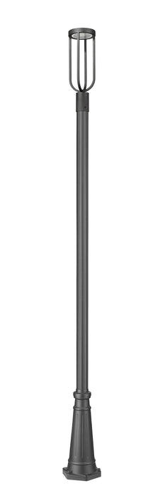 Outdoor Post Mounted Fixture Z-Lite 5005PHM-519P-BK-LED Sand Black Leland 1 Light Outdoor Post Mounted Fixture Z-Lite