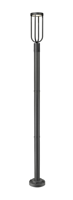 Outdoor Post Mounted Fixture Z-Lite 5005PHM-567P-BK-LED Sand Black Leland 1 Light Outdoor Post Mounted Fixture Z-Lite