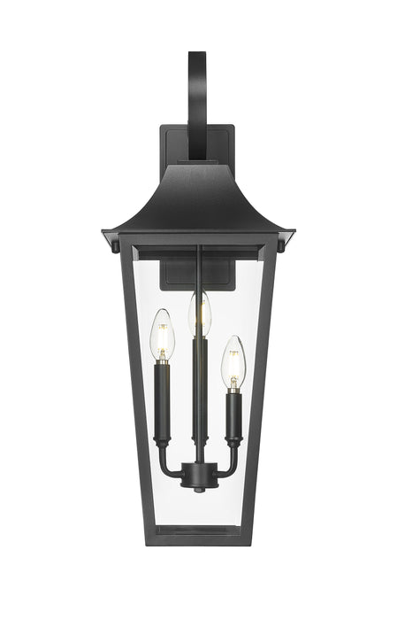Outdoor Wall Light Z-Lite 5008B-BK Black Gannon 3 Light Outdoor Wall Light Z-Lite