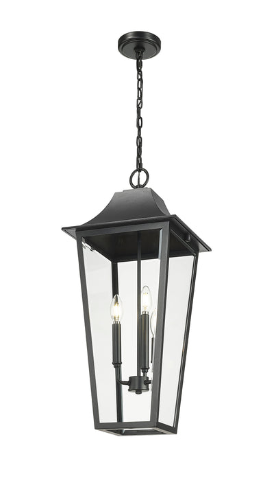 Outdoor Chain Mount Ceiling Fixture Z-Lite 5008CHXL-BK Black Gannon 3 Light Outdoor Chain Mount Ceiling Fixture Z-Lite
