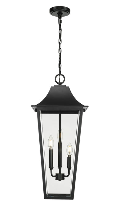 Outdoor Chain Mount Ceiling Fixture Z-Lite 5008CHXL-BK Black Gannon 3 Light Outdoor Chain Mount Ceiling Fixture Z-Lite