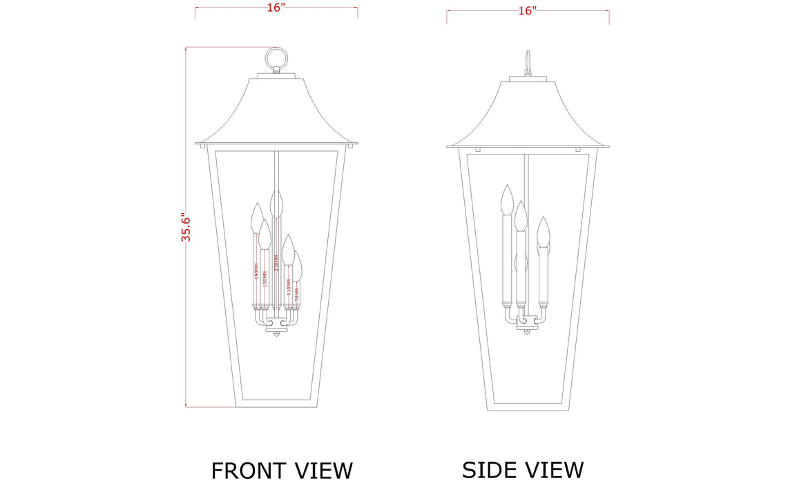 Outdoor Chain Mount Ceiling Fixture Z-Lite 5008CHXXL-BK Black Gannon 5 Light Outdoor Chain Mount Ceiling Fixture Z-Lite