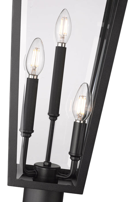 Outdoor Post Mounted Fixture Z-Lite 5008PHBR-5009P120-BK Black Gannon 3 Light Outdoor Post Mount Fixture Z-Lite