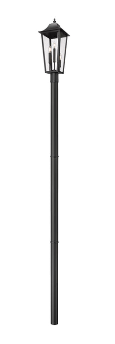 Outdoor Post Mounted Fixture Z-Lite 5008PHBR-5009P96-BK Black Gannon 3 Light Outdoor Post Mount Fixture Z-Lite