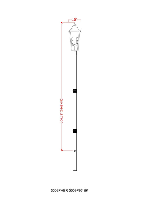 Outdoor Post Mounted Fixture Z-Lite 5008PHBR-5009P96-BK Black Gannon 3 Light Outdoor Post Mount Fixture Z-Lite