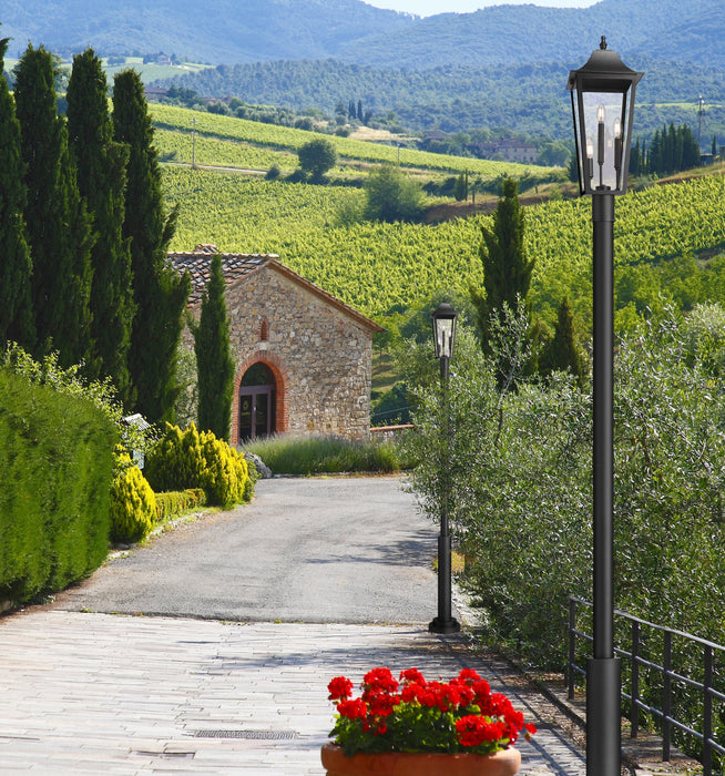 Outdoor Post Mounted Fixture Z-Lite 5008PHBR-5010P-BK Black Gannon 3 Light Outdoor Post Mounted Fixture Z-Lite