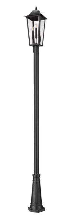 Outdoor Post Mounted Fixture Z-Lite 5008PHBR-5011P-BK Black Gannon 3 Light Outdoor Post Mounted Fixture Z-Lite