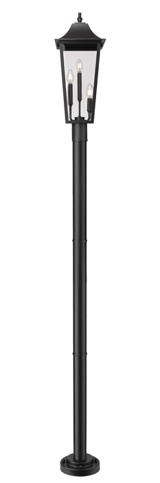 Outdoor Post Mounted Fixture Z-Lite 5008PHBR-5012P-BK Black Gannon 3 Light Outdoor Post Mounted Fixture Z-Lite