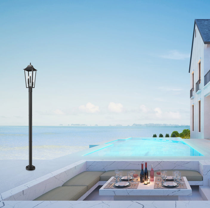 Outdoor Post Mounted Fixture Z-Lite 5008PHBR-5012P-BK Black Gannon 3 Light Outdoor Post Mounted Fixture Z-Lite