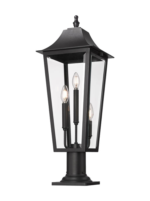 Outdoor Pier Mounted Fixture Z-Lite 5008PHBR-533PM-BK Black Gannon 3 Light Outdoor Pier Mounted Fixture Z-Lite