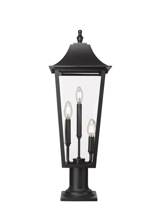 Outdoor Pier Mounted Fixture Z-Lite 5008PHBR-533PM-BK Black Gannon 3 Light Outdoor Pier Mounted Fixture Z-Lite
