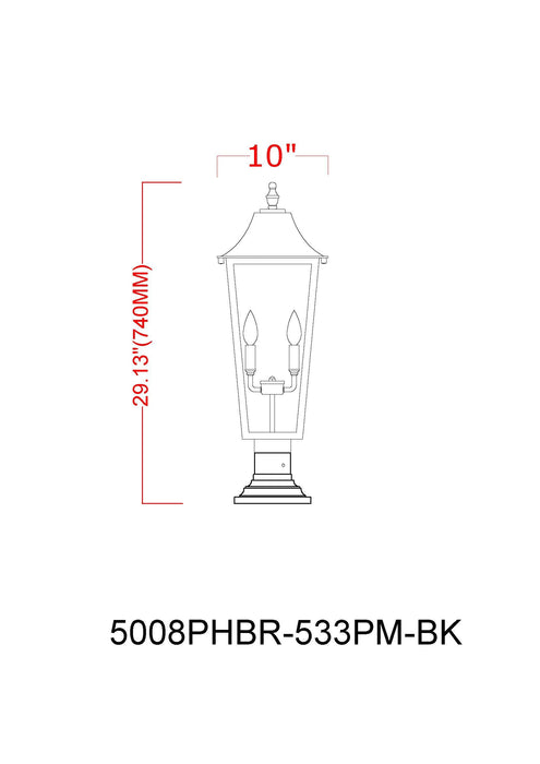 Outdoor Pier Mounted Fixture Z-Lite 5008PHBR-533PM-BK Black Gannon 3 Light Outdoor Pier Mounted Fixture Z-Lite
