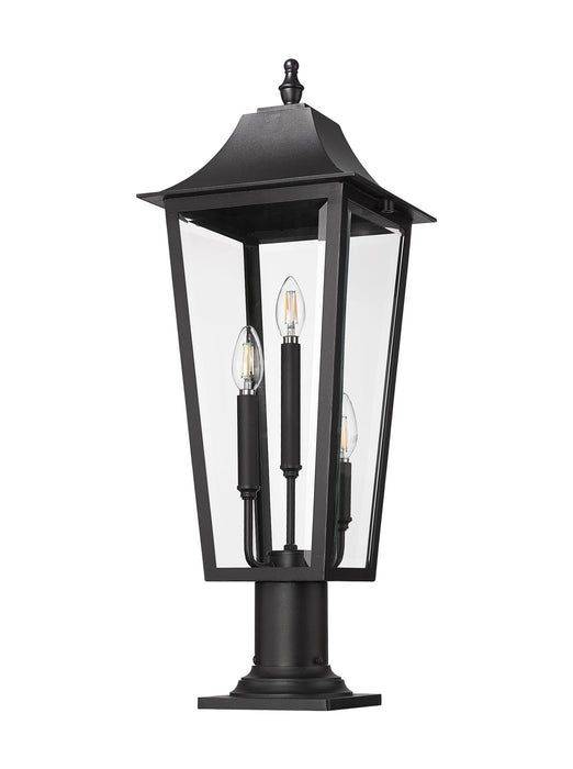 Outdoor Pier Mounted Fixture Z-Lite 5008PHBR-533PM-BK Black Gannon 3 Light Outdoor Pier Mounted Fixture Z-Lite