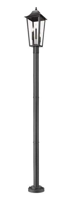 Outdoor Post Mounted Fixture Z-Lite 5008PHBR-567P-BK Black Gannon 3 Light Outdoor Post Mount Fixture Z-Lite