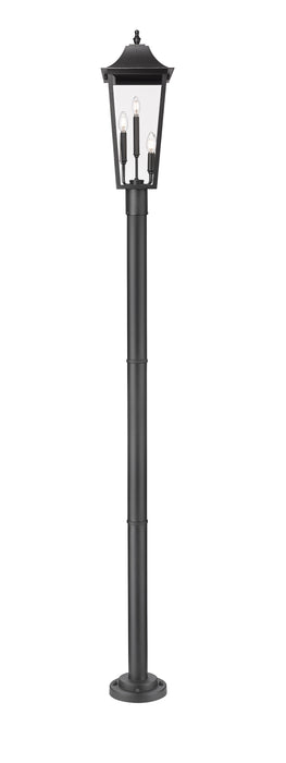 Outdoor Post Mounted Fixture Z-Lite 5008PHBR-567P-BK Black Gannon 3 Light Outdoor Post Mount Fixture Z-Lite