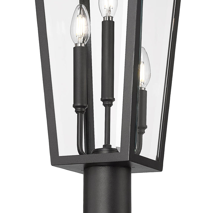 Outdoor Post Mounted Fixture Z-Lite 5008PHBR-567P-BK Black Gannon 3 Light Outdoor Post Mount Fixture Z-Lite