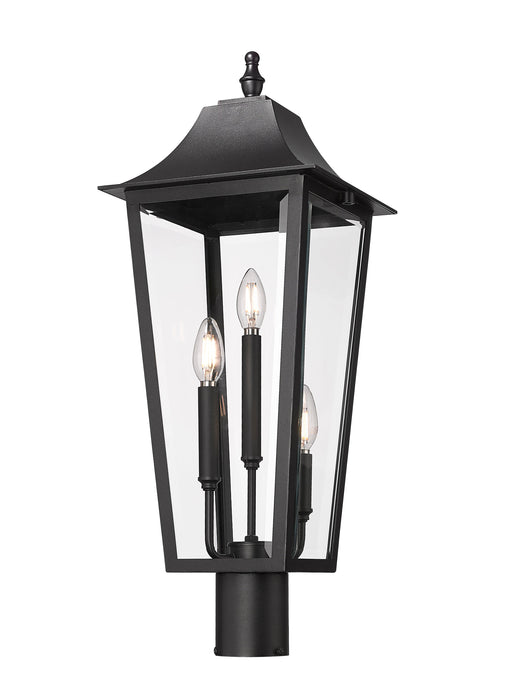 Outdoor Post Mount Fixture Z-Lite 5008PHBR-BK Black Gannon 3 Light Outdoor Post Mount Fixture Z-Lite