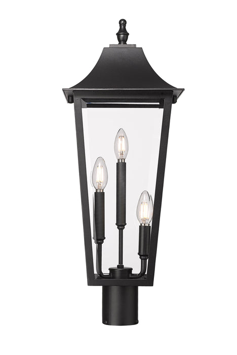 Outdoor Post Mount Fixture Z-Lite 5008PHBR-BK Black Gannon 3 Light Outdoor Post Mount Fixture Z-Lite