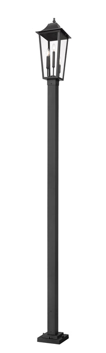 Outdoor Post Mounted Fixture Z-Lite 5008PHBS-536P-BK Black Gannon 3 Light Outdoor Post Mounted Fixture Z-Lite