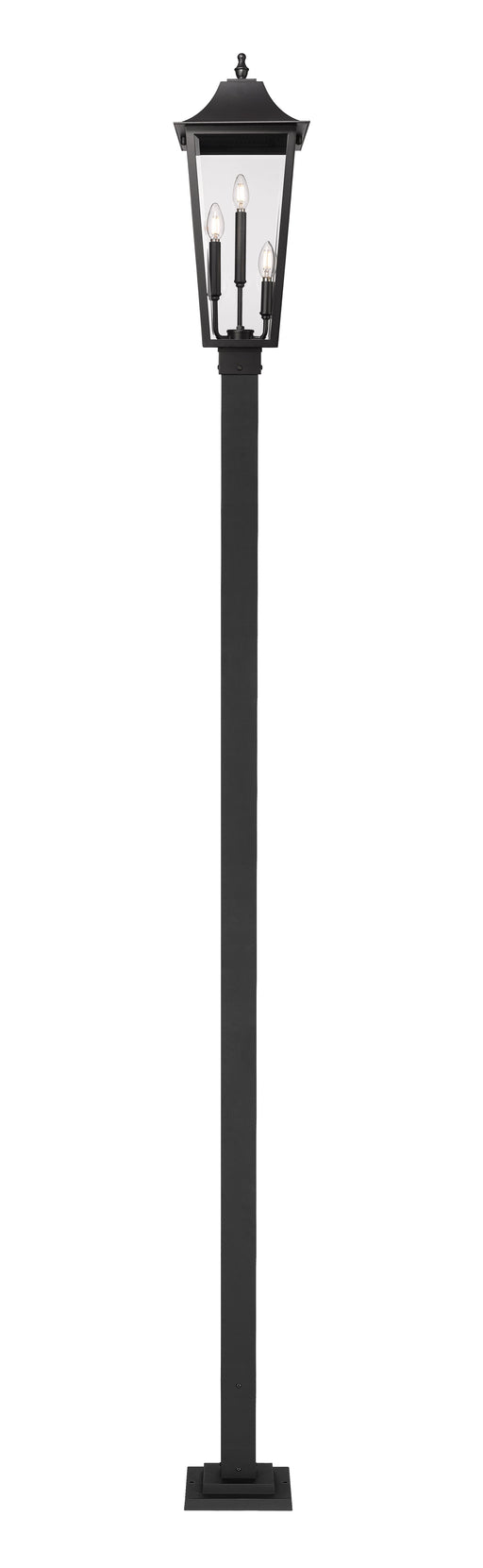 Outdoor Post Mounted Fixture Z-Lite 5008PHBS-536P-BK Black Gannon 3 Light Outdoor Post Mounted Fixture Z-Lite